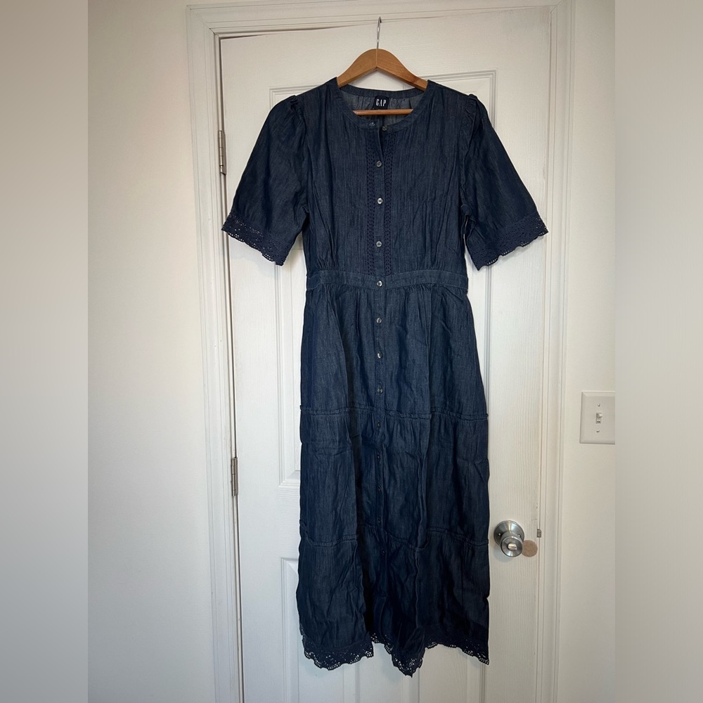 NWT GAP Lace Denim Midi Dress Size Medium